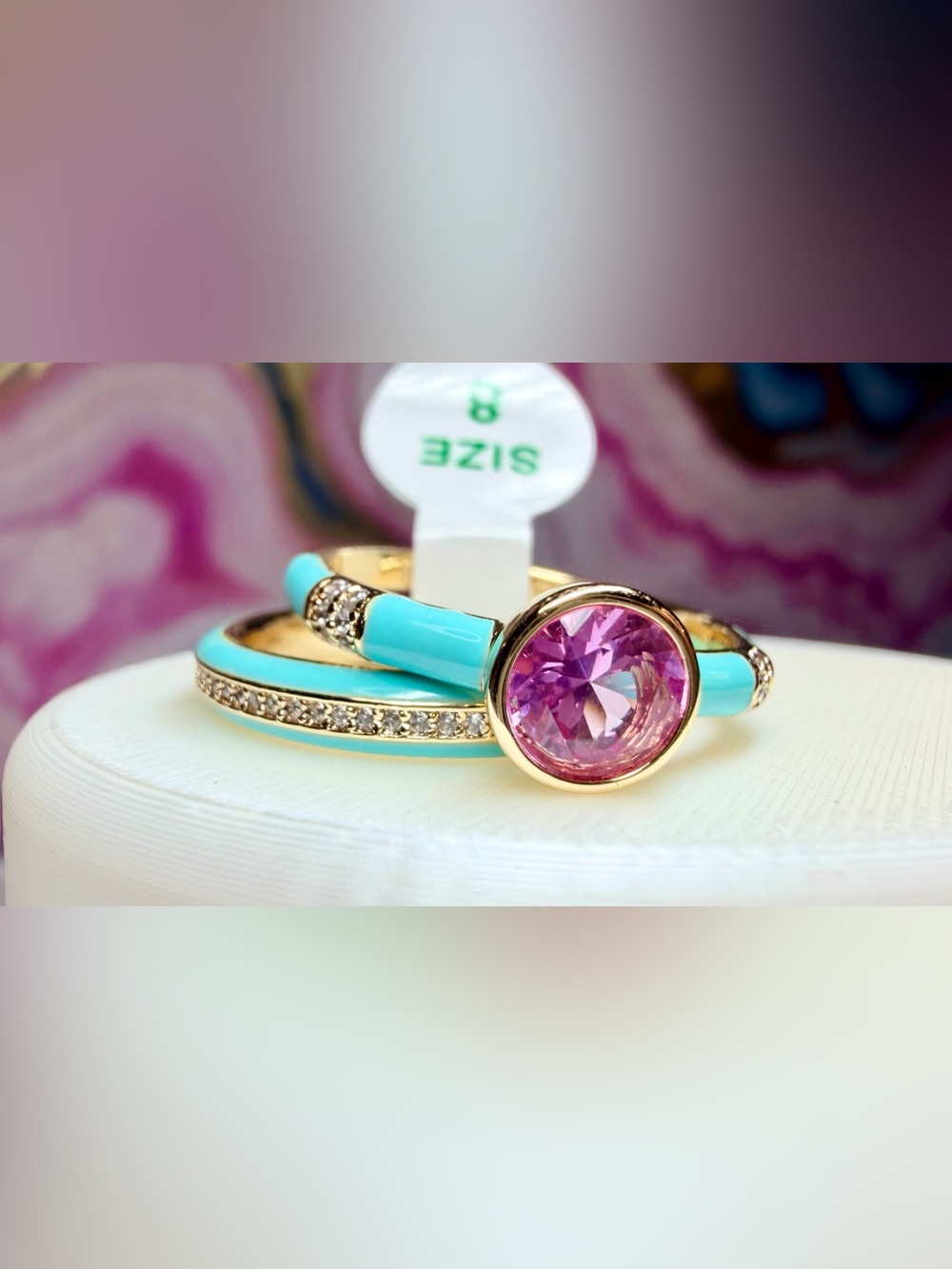 Bomb Party Enamel OG Ring “She’s Blessed” Size 8 on Gold RG41674